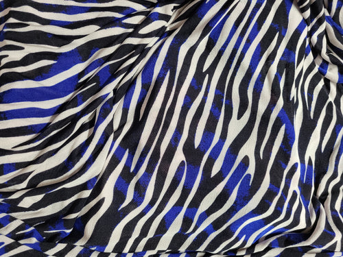 Knit - summer sweater weight black /blue zebra