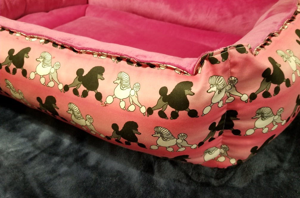 Poodle Bed - Pink with Black & White Poodles