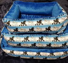 Poodle Bed -Blue & White with Black & White Poodles