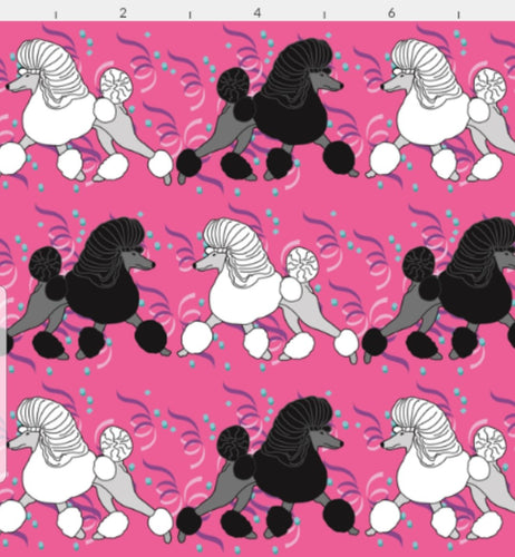 Poodle Bed - Party Poodles - Pink with Black & White Poodles