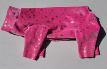 Pure Plush Fleece - pink with gold metallic hearts