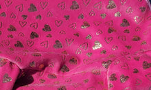 Pure Plush Fleece - pink with gold metallic hearts