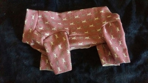 Crested Jammie - Fleece or knit - Pink with Puppies